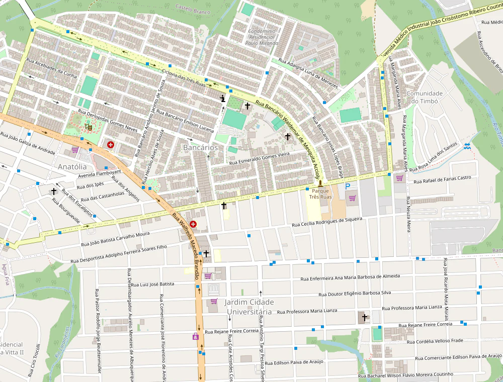 Mapa de Bancários com a localização do Meu Hot Dog